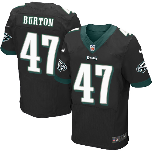 Men's Elite Trey Burton Nike Jersey Black Alternate - #47 NFL Philadelphia Eagles